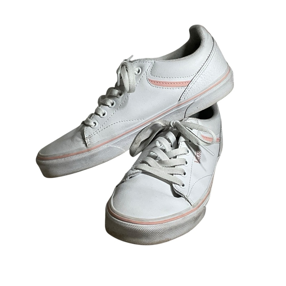 Vans Off The Wall women's white with pink leather sneakers.  Size 9.